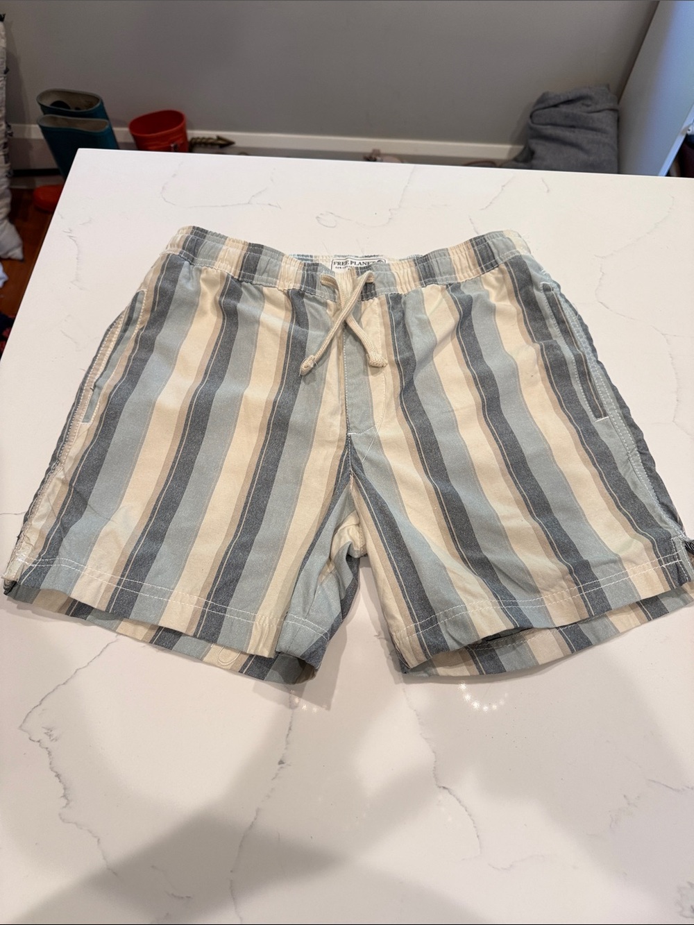 Free Planet Blue & Cream Striped Men’s Drawstring Hybrid Shorts